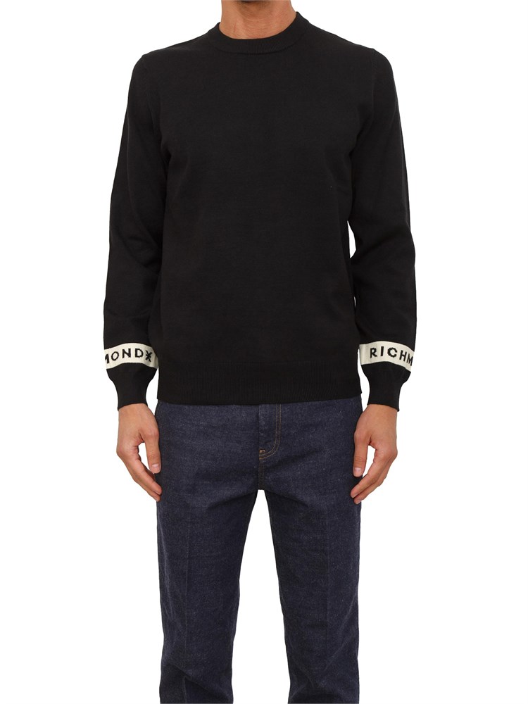 Maglia girocollo uomo Richmond X in misto viscosa nera