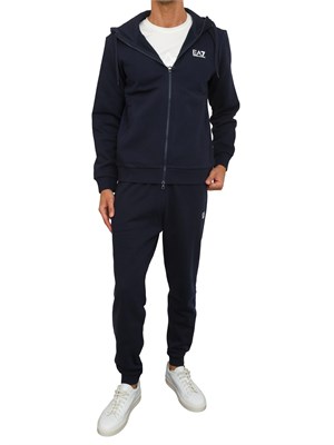 EA7 EMPORIO ARMANI Tuta sportiva blu EA7 con cappuccio Core Identity in misto cotone in UOMO