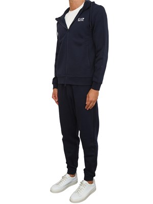 EA7 EMPORIO ARMANI Tuta sportiva blu EA7 con cappuccio Core Identity in misto cotone in UOMO