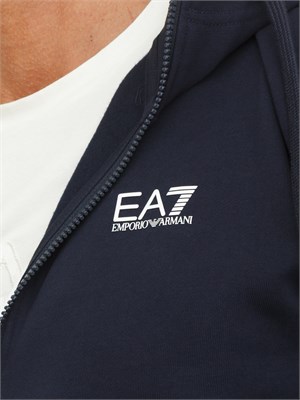 EA7 EMPORIO ARMANI Tuta sportiva blu EA7 con cappuccio Core Identity in misto cotone in UOMO