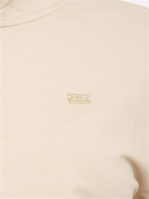 Tuta sportiva felpa+pantalone EA7 Emporio Armani in cotone elasticizzato beige in DONNA
