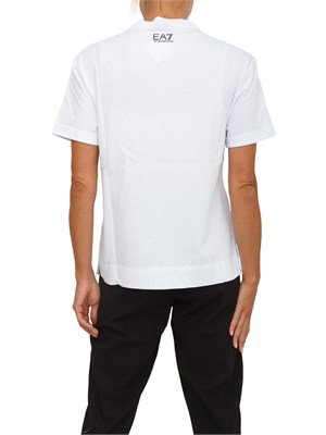 T-shirt EA7 Emporio Armani in cotone nero con maxi logo paillettes a contrasto in DONNA