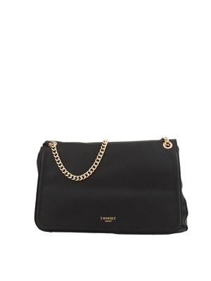 TWIN-SET Borsa a spalla 'Brera' Twinset con logo lettering in ecopelle nera in DONNA