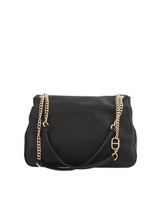 TWIN-SET Borsa a spalla 'Brera' Twinset con logo lettering in ecopelle nera in DONNA