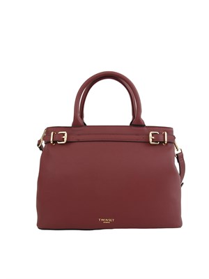 TWIN-SET Borsa shopper Twinset con fibbie e tracolla in pelle ecologica bordeaux in DONNA