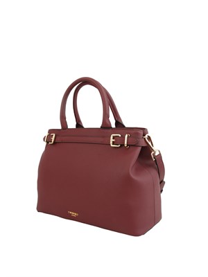 TWIN-SET Borsa shopper Twinset con fibbie e tracolla in pelle ecologica bordeaux in DONNA