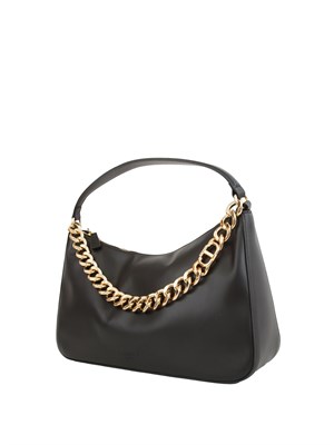 TWIN-SET Borsa media 'Liliane' Twinset in pelle liscia nera in DONNA