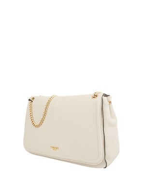 TWIN-SET Borsa a spalla 'Brera' Twinset con logo lettering in ecopelle avorio in DONNA