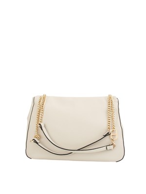 TWIN-SET Borsa a spalla 'Brera' Twinset con logo lettering in ecopelle avorio in DONNA