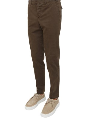 Pantaloni uomo PT Torino in gabardina di cotone marrone in UOMO