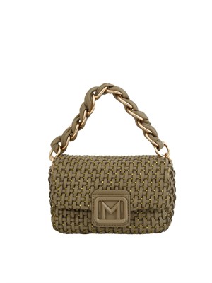 Borsa Le Muse Marella con intreccio e strass verde militare in DONNA