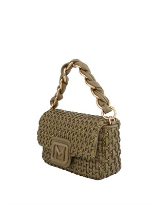 Borsa Le Muse Marella con intreccio e strass verde militare in DONNA