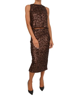 Gonna midi Marella marrone con paillettes all over in DONNA
