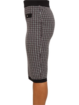 Gonna midi Fracomina in viscosa motivo jacquard geometrico nero in DONNA