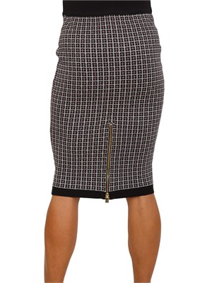 Gonna midi Fracomina in viscosa motivo jacquard geometrico nero in DONNA