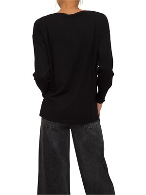Maglia donna Fracomina in misto viscosa nera con bottoni in DONNA