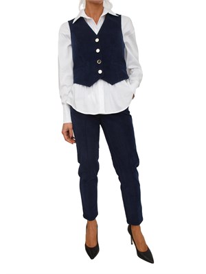 Gilet donna Fracomina in velluto a costine blu in DONNA