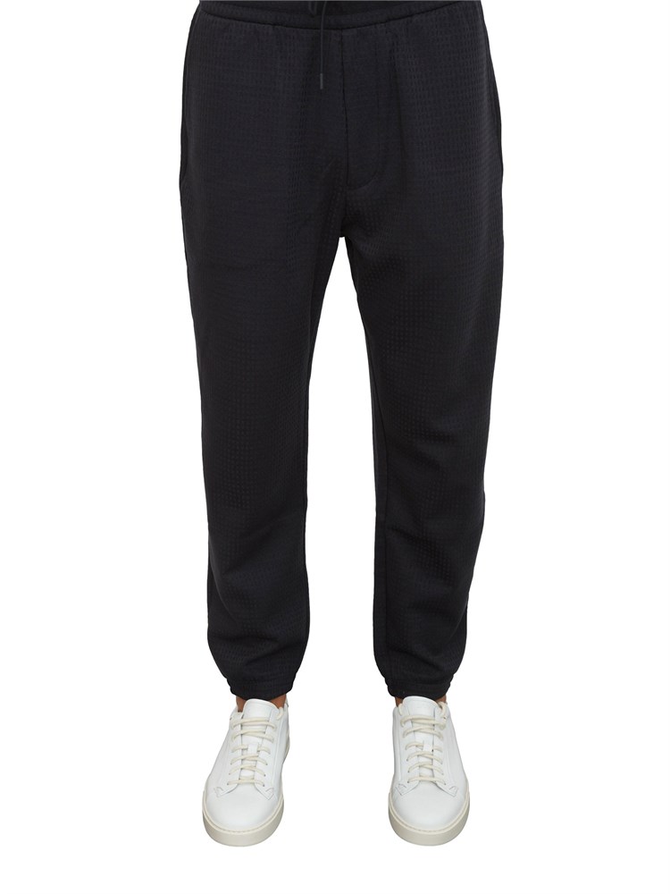 Pantaloni blu Emporio Armani in jersey jacquard misto lyocell ASV