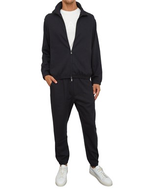 Pantaloni blu Emporio Armani in jersey jacquard misto lyocell ASV in UOMO