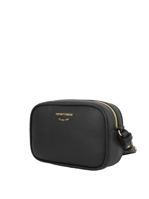 Tracolla Emporio Armani in ecopelle nera con tracolla logata in tessuto in DONNA