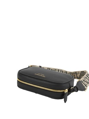 Tracolla Emporio Armani in ecopelle nera con tracolla logata in tessuto in DONNA