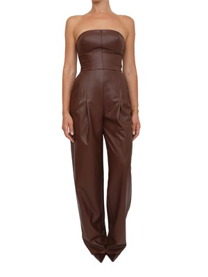 Tuta bustier Elisabetta Franchi con texture nappata marrone in DONNA