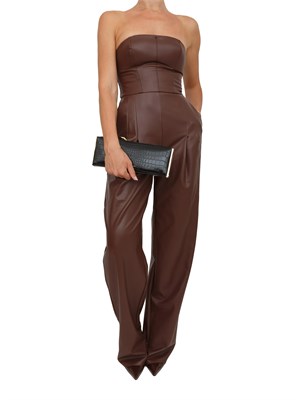 Tuta bustier Elisabetta Franchi con texture nappata marrone in DONNA