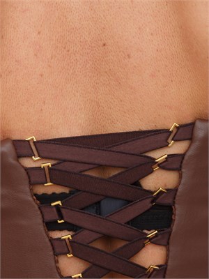 Tuta bustier Elisabetta Franchi con texture nappata marrone in DONNA