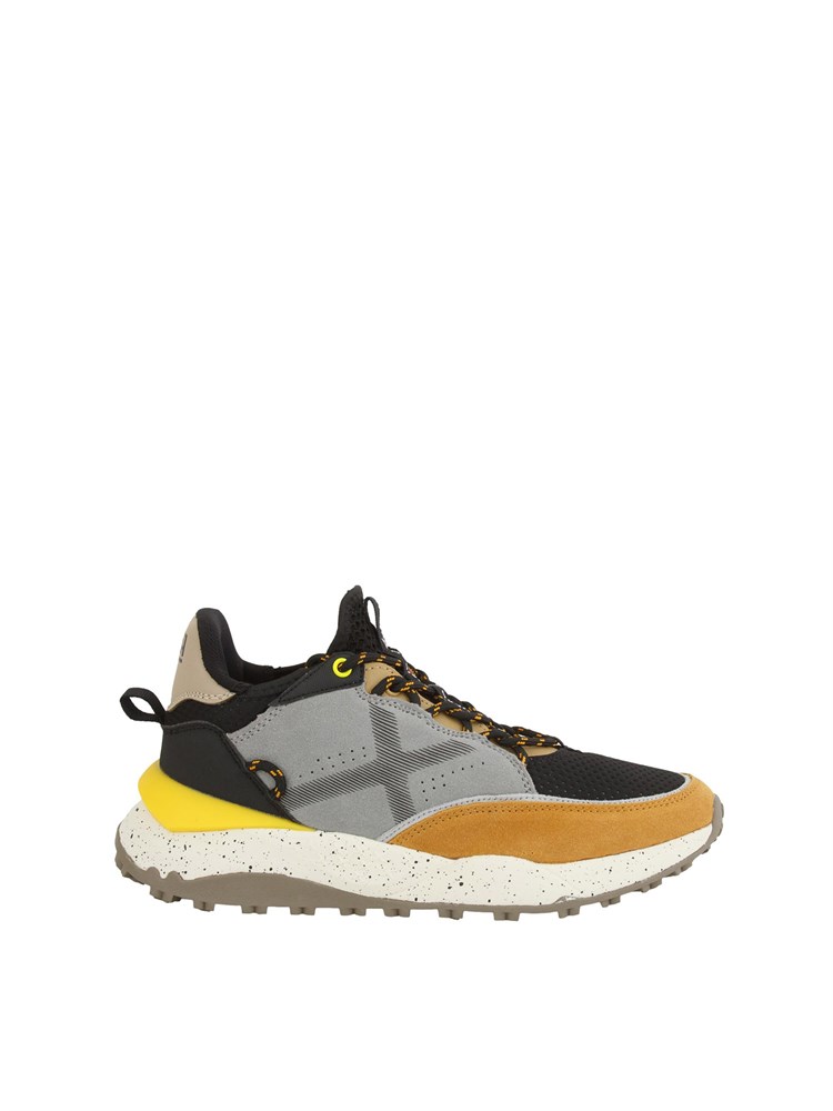 Sneakers uomo Munich Doro 62 in pelle e tessuto giallo grigio nero