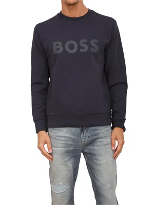 Felpa Boss uomo in cotone blu in UOMO