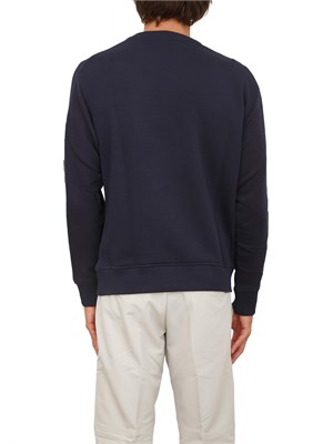 Felpa Boss uomo in misto cotone blu con tasca e zip su manica in UOMO
