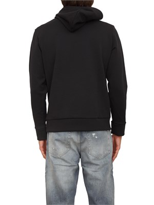 Felpa cappuccio Boss uomo in misto cotone nero in UOMO