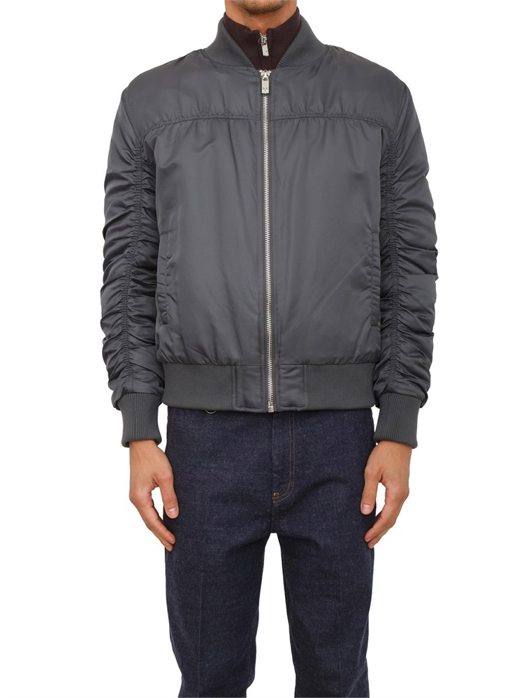 Bomber Richmond X uomo in tessuto grigio con maniche arricciate