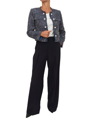 Giacca monopetto Liu Jo donna in bouclÉ blu con perle in DONNA