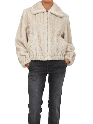 Pelliccia bomber Liu Jo donna in teddy avorio con trecce in DONNA