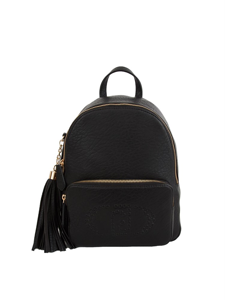 Zaino Liu Jo in ecopelle martellata nera con dettaglio frangia pendente