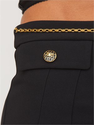 Gonna Elisabetta Franchi in doppio crêpe nero con catena gioiello in DONNA