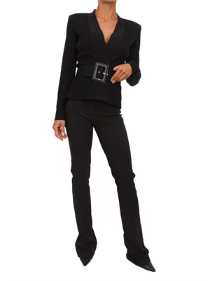 Giacca in maglia Elisabetta Franchi in punto stoffa nera con cintura in DONNA