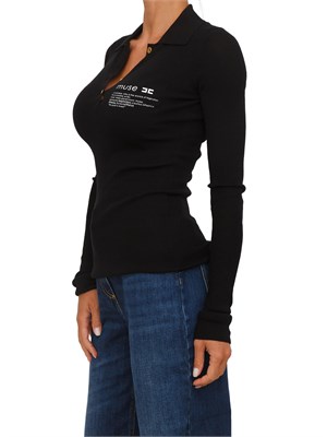 Polo Elisabetta Franchi in maglia nera con stampa lettering in DONNA