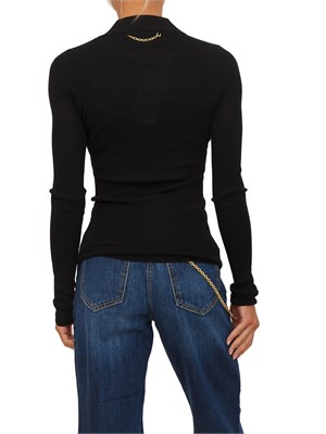 Polo Elisabetta Franchi in maglia nera con stampa lettering in DONNA