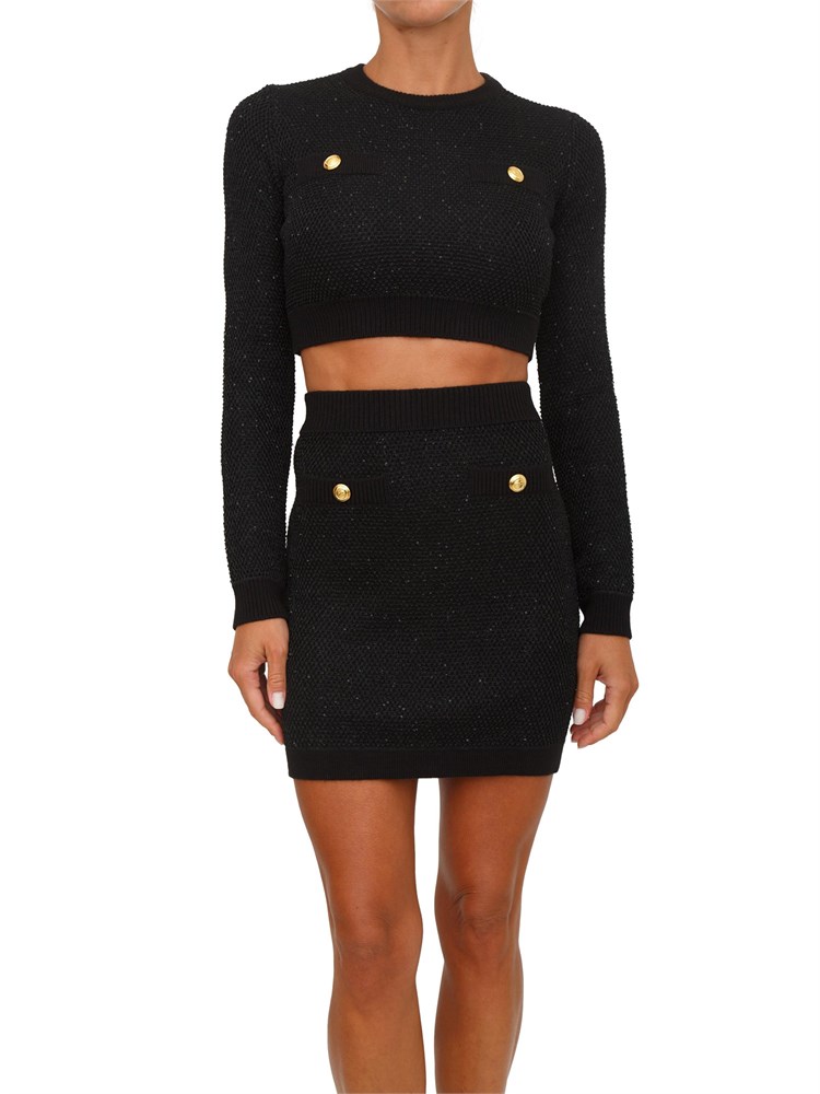 Top Elisabetta Franchi in maglia nera con paillettes