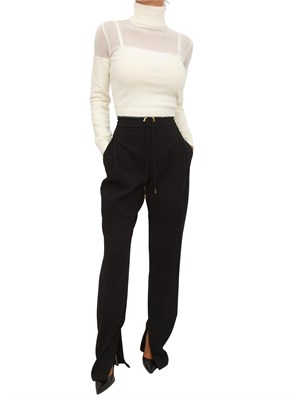 Dolcevita Elisabetta Franchi in maglia bianco panna con logo gioiello in DONNA