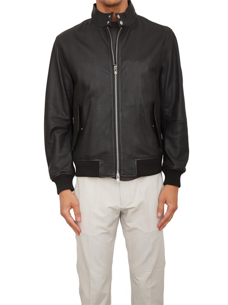 Giubbino uomo Boss in pelle nera