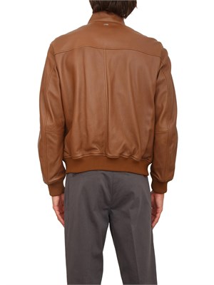 Giubbino uomo Boss in pelle marrone cognac in UOMO