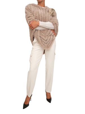 Poncho Blugirl in faux fur taupe con spilla removibile in DONNA