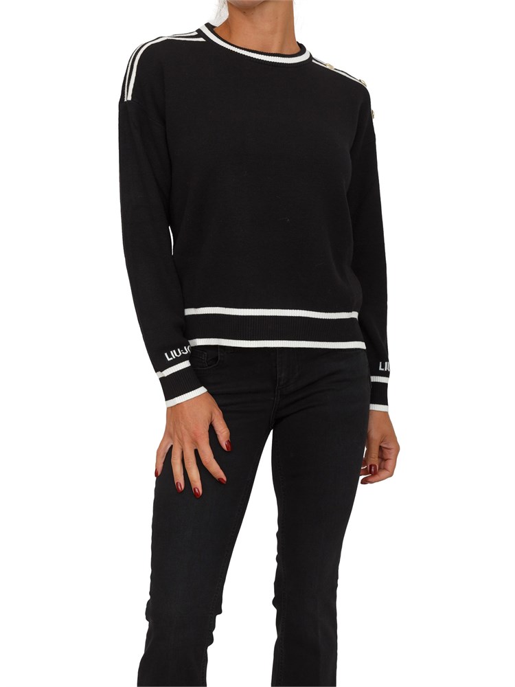 Maglia Liu Jo donna in misto seta nera con dettagli a contrasto