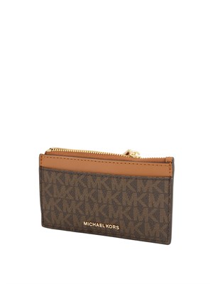 Portacarte Jet Set di Michael Michael Kors in pelle marrone logo in DONNA