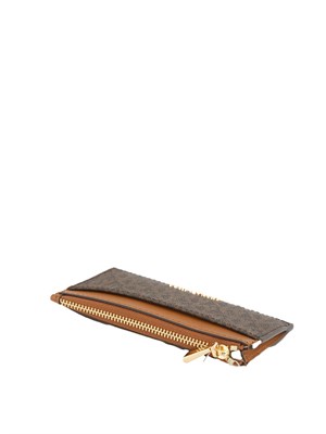 Portacarte Jet Set di Michael Michael Kors in pelle marrone logo in DONNA