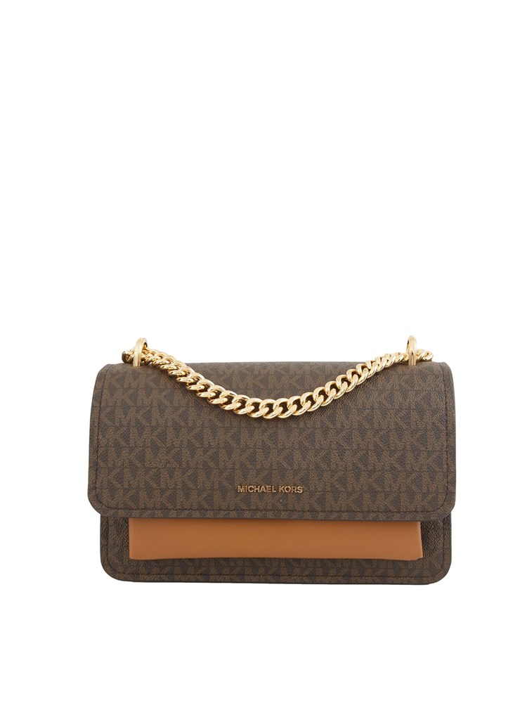 Borsa Claire di Michael Michael Kors in pelle saffiano marrone logo