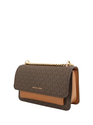 Borsa Claire di Michael Michael Kors in pelle saffiano marrone logo in DONNA